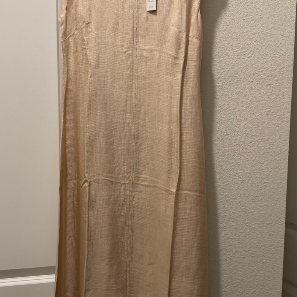 Fringe-trim dress in glossy twill - Picture 3 of 6